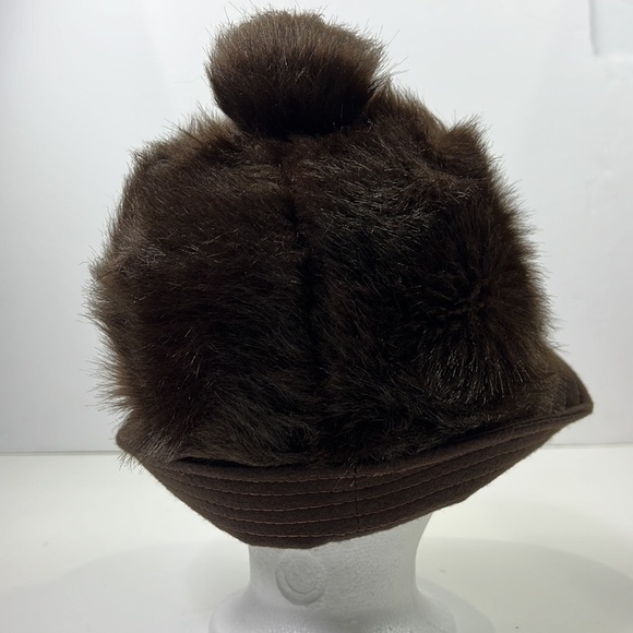 Vintage Faux Fur Brown  Hat with PomPom - Picture 4 of 7